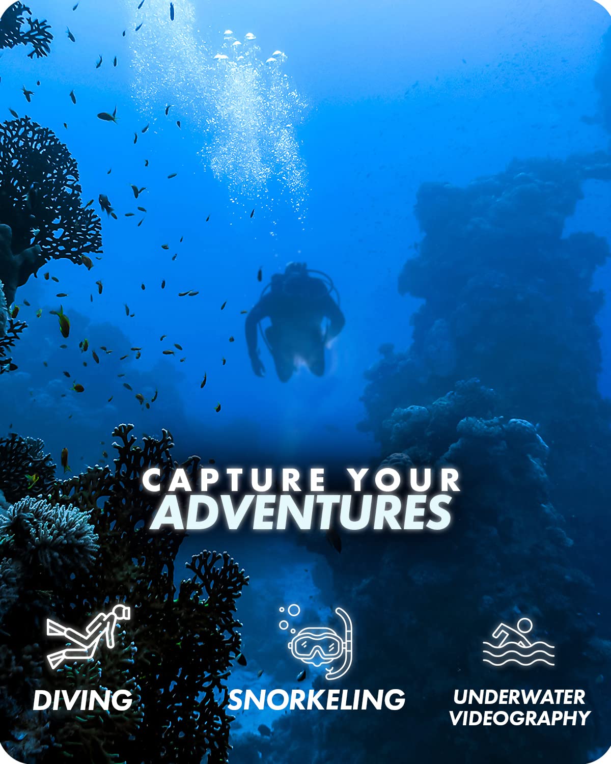 Movo GB-U70Y Underwater Diving Rig for GoPro Hero with Cold Shoe Mounts, Wrist Strap - Works with HERO3, HERO4, HERO5, HERO6, HERO7, HERO8, and Osmo