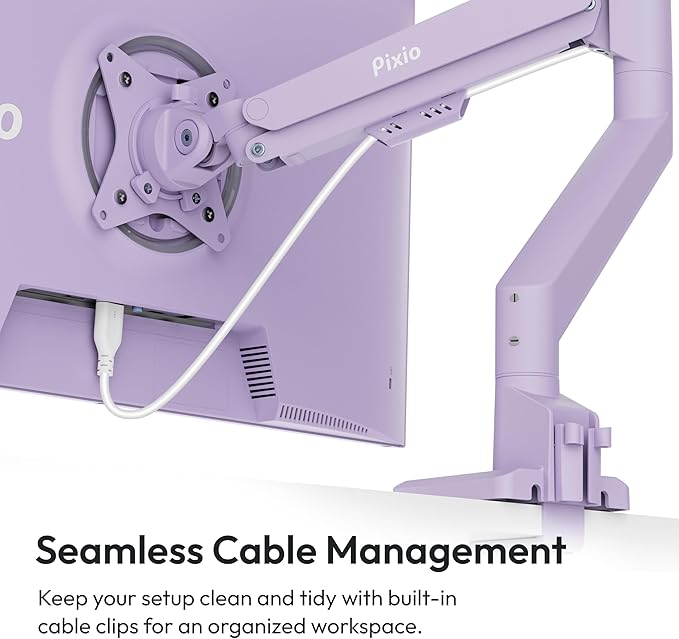 Pixio PXC248WAVE Purple 24 inch 200Hz Refresh Rate FHD 1080p Resolution 1500R Curve Fast VA Panel 1ms GTG Response Time HDR Curved Gaming Monitor and PS1S Wave Purple Single Monitor Arm