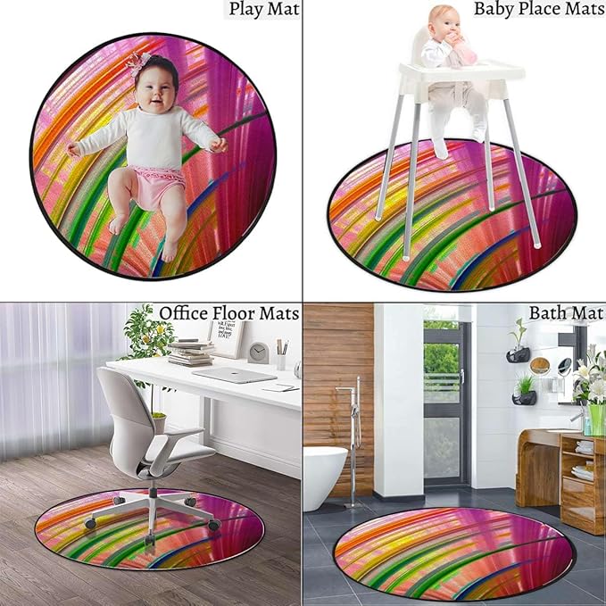 Magenta Blue Chair Mat for Hardwood Floors Tile Floors Office Chair Mat Desk Chair Mat Computer Rolling Chair Rug Floor Protector Mat Contour Stripes Modern Artwork Diameter 59 in