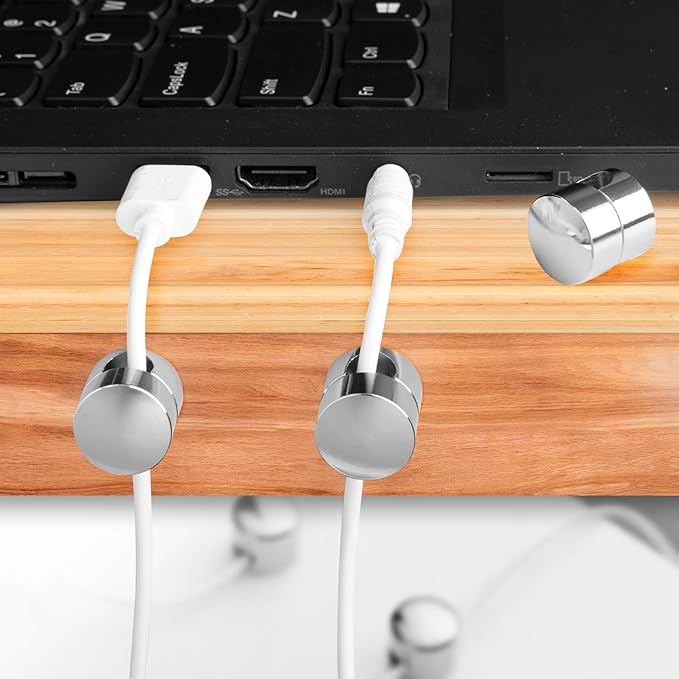 SmallCat 3Sets Charger Holders for Cords, Silver Cord Holder for Nightstand