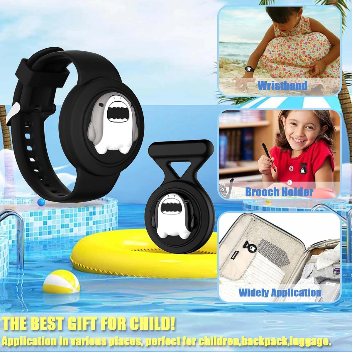 [2in1] for AirTag Bracelet & AirTag Holder with Pin - Kids Airtag Case and Kids Air Tag Bracelet Waterproof Air tag