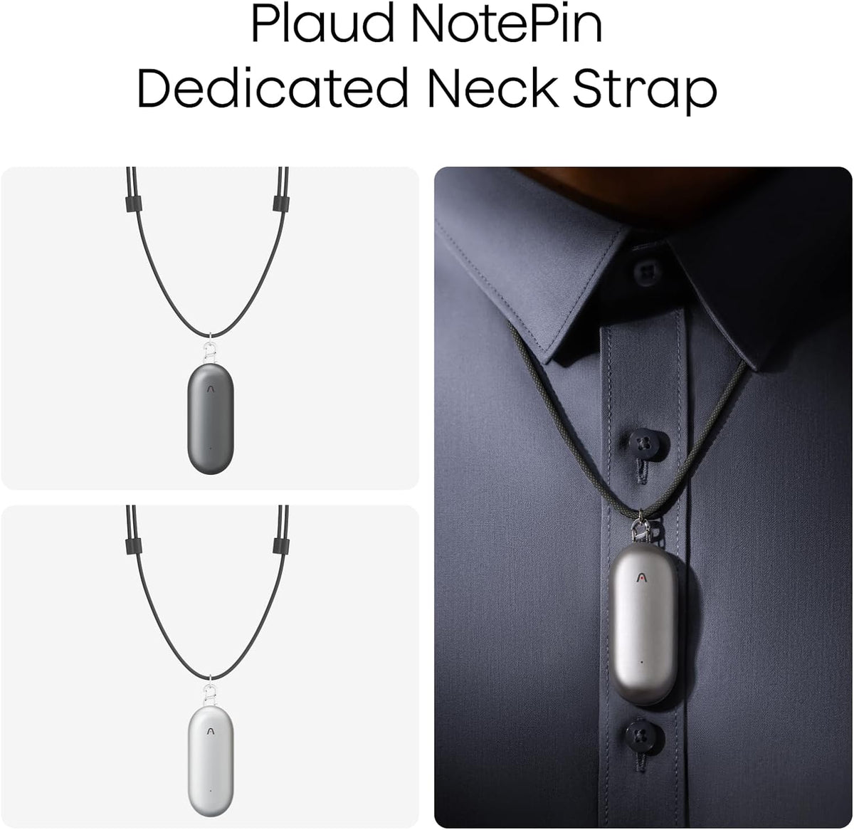 815 inches, Plaud NotePin Neck Strap Lanyard, Adjustable Length Secure Alloy Hook, Accessory for NotePin AI Voice