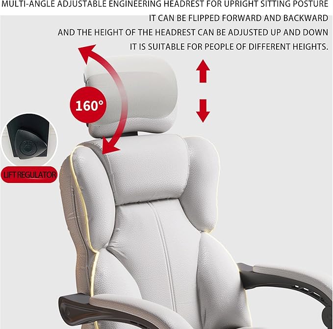 Ergonomic Gaming Desk Chair with Adjustable Footstool 360° Swivel Reclining Backrest PU Leather Seat Home Office Live Streaming Khaki
