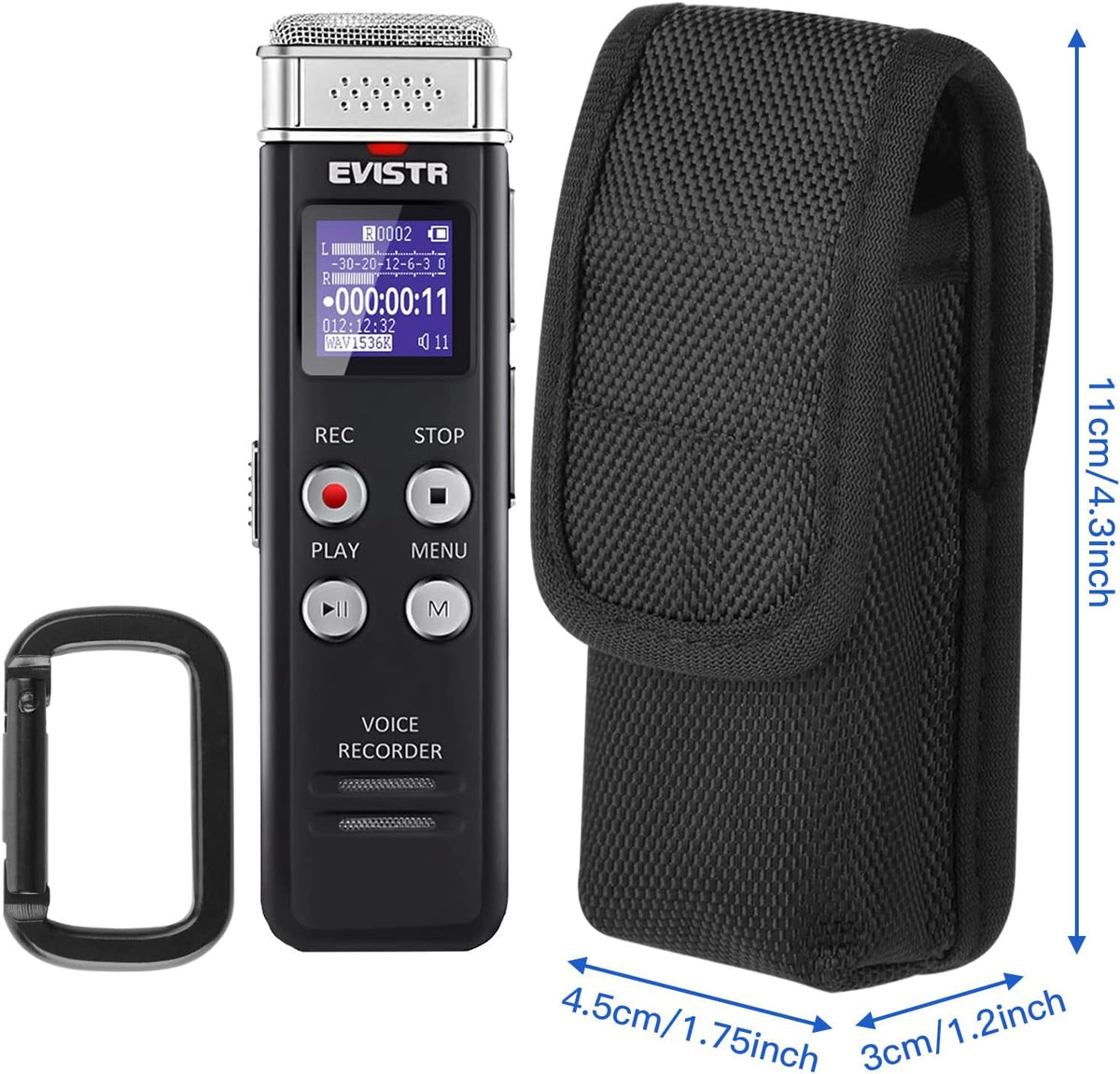 Homakover 1680D 16GB, ICD-UX570, PX370/470/560 MP3 Carrying Case for Digital Voice Recorders, Hard Bag with Carabiner