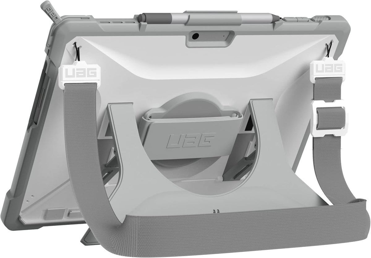 URBAN ARMOR GEAR UAG Designed for Microsoft Surface Pro 11/10/9 Case Plasma Healthcare White/Gray Dropproof Rugged Protective Cover with Multi-angle Built-in Kickstand Pen Holder Hand & Shoulder Strap