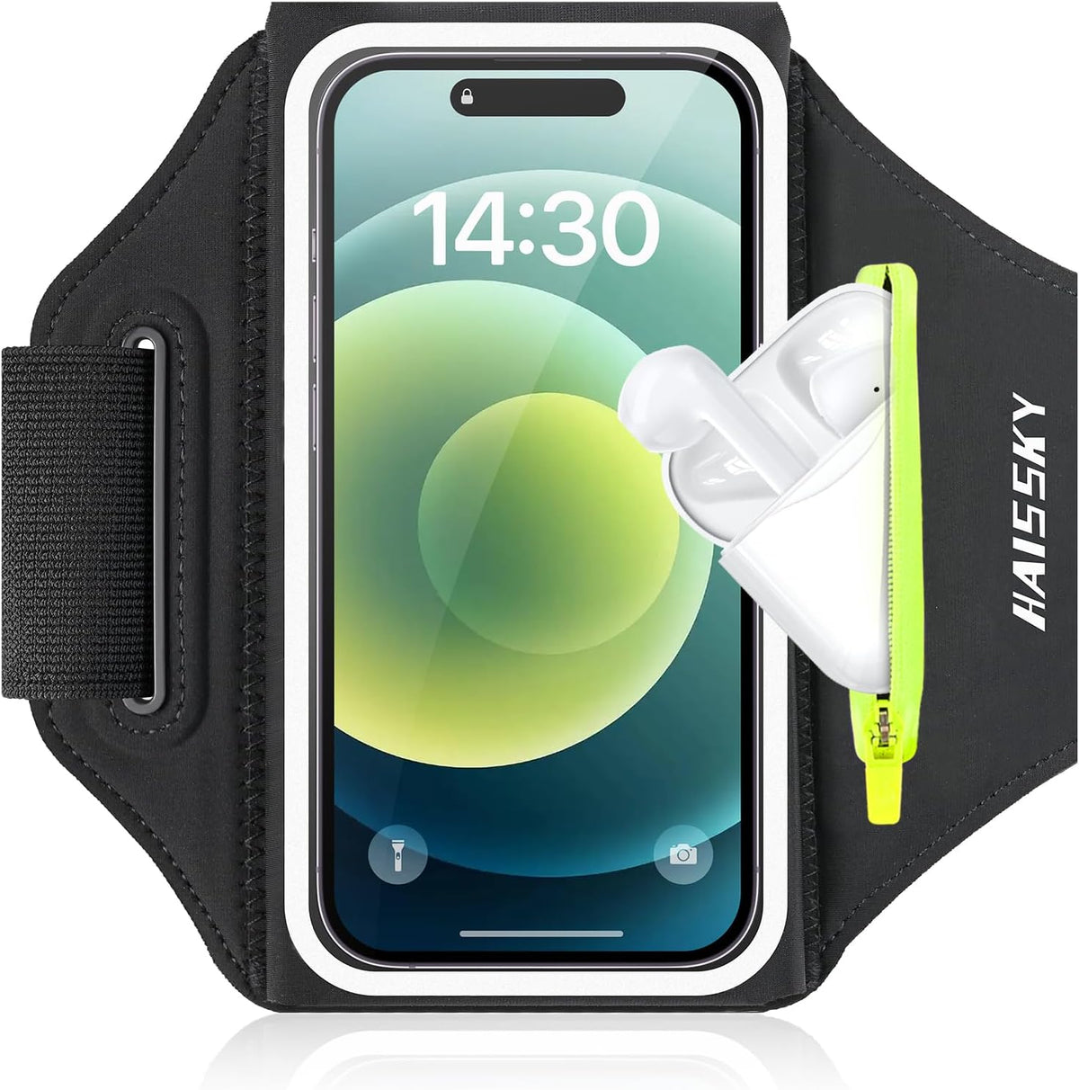 Cell Phone Armbands for Running with Earphone Bag, Arm Band for iPhone 16 15 14 13 12 11 Pro Max Galaxy S21-S24 Ultra, Armband Phone Holder with Car Home Key Pocket for MP3 Player 4-6.8''