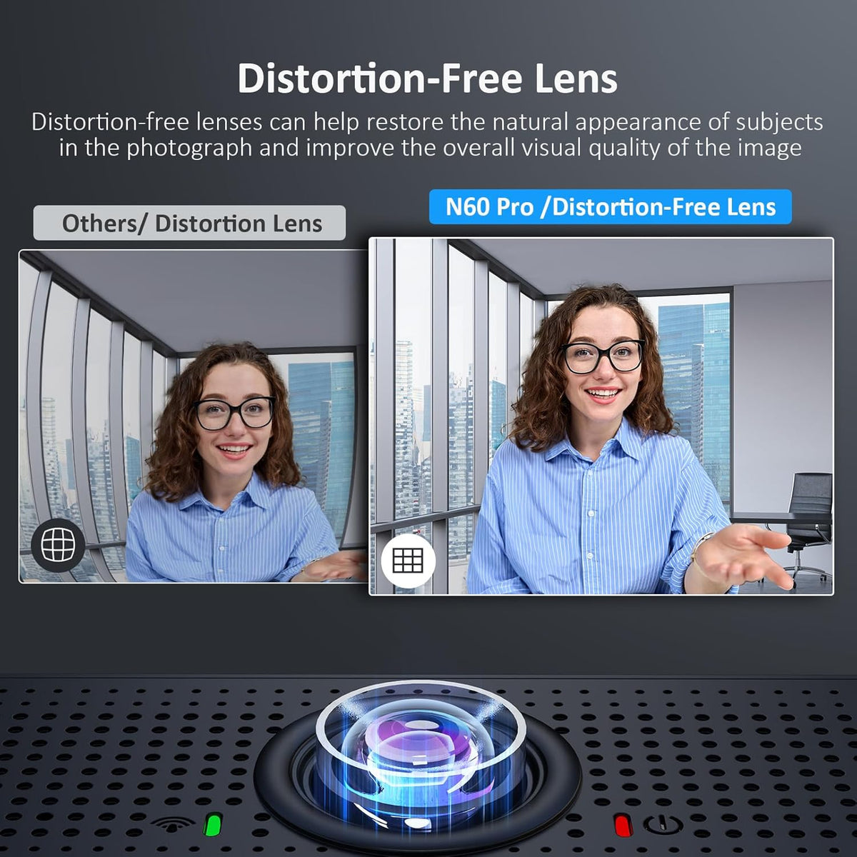 NexiGo N60 Pro (Gen 2) 1080P Webcam with Distortion-Free Lens, USB A to Type-C Data Cable, Noise Reduction Mic & Privacy Cover, for Zoom/Skype/Teams/Webex, Laptop MAC PC Desktop