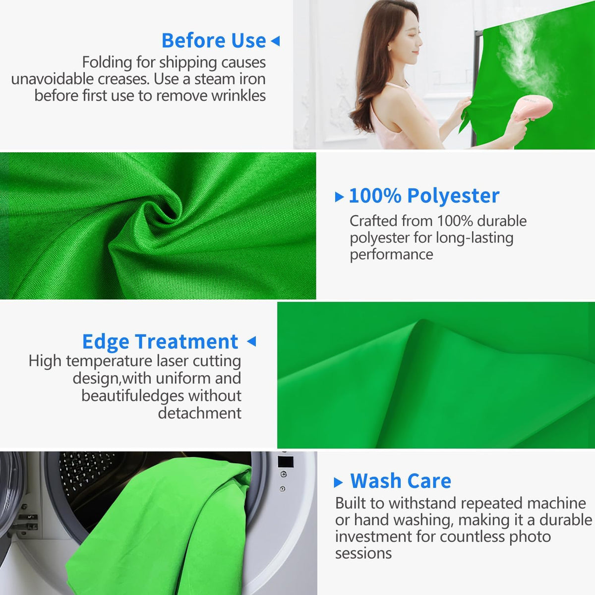 HEMMOTOP 5x7 Green Screen Backdrop, ft Photography Chroma Key Greenscreen Background Sheet for Background Removal, Zoom