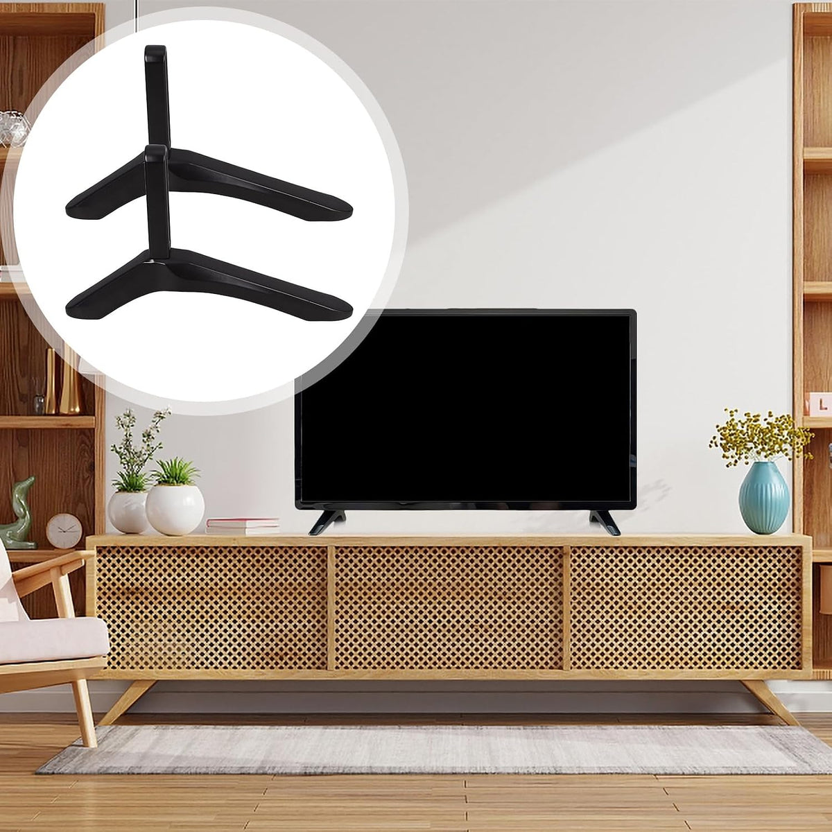AGFELO Universal TV Stand Tabletop Base Bracket with Screws Aluminum Alloy Television Mount Support for Desktop Use
