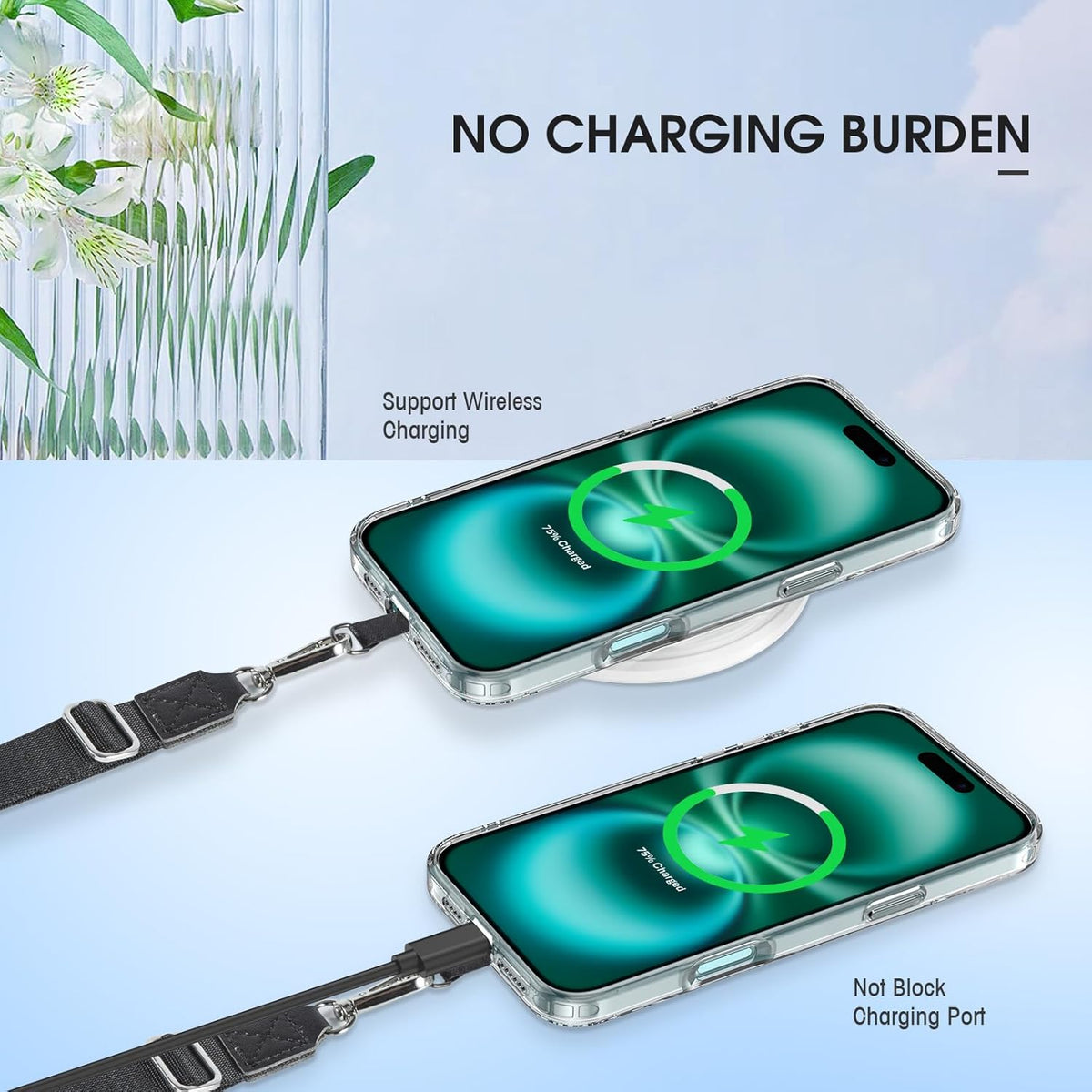 Phone Lanyard 2 Pack, Adjustable Cell Phone Multifuctional Patch Lanyards,Compatible with Most Smartphones and Wallets Keys ID Badges Travel Essentials(Black+Gray) (Lanyard Letter Sign G)