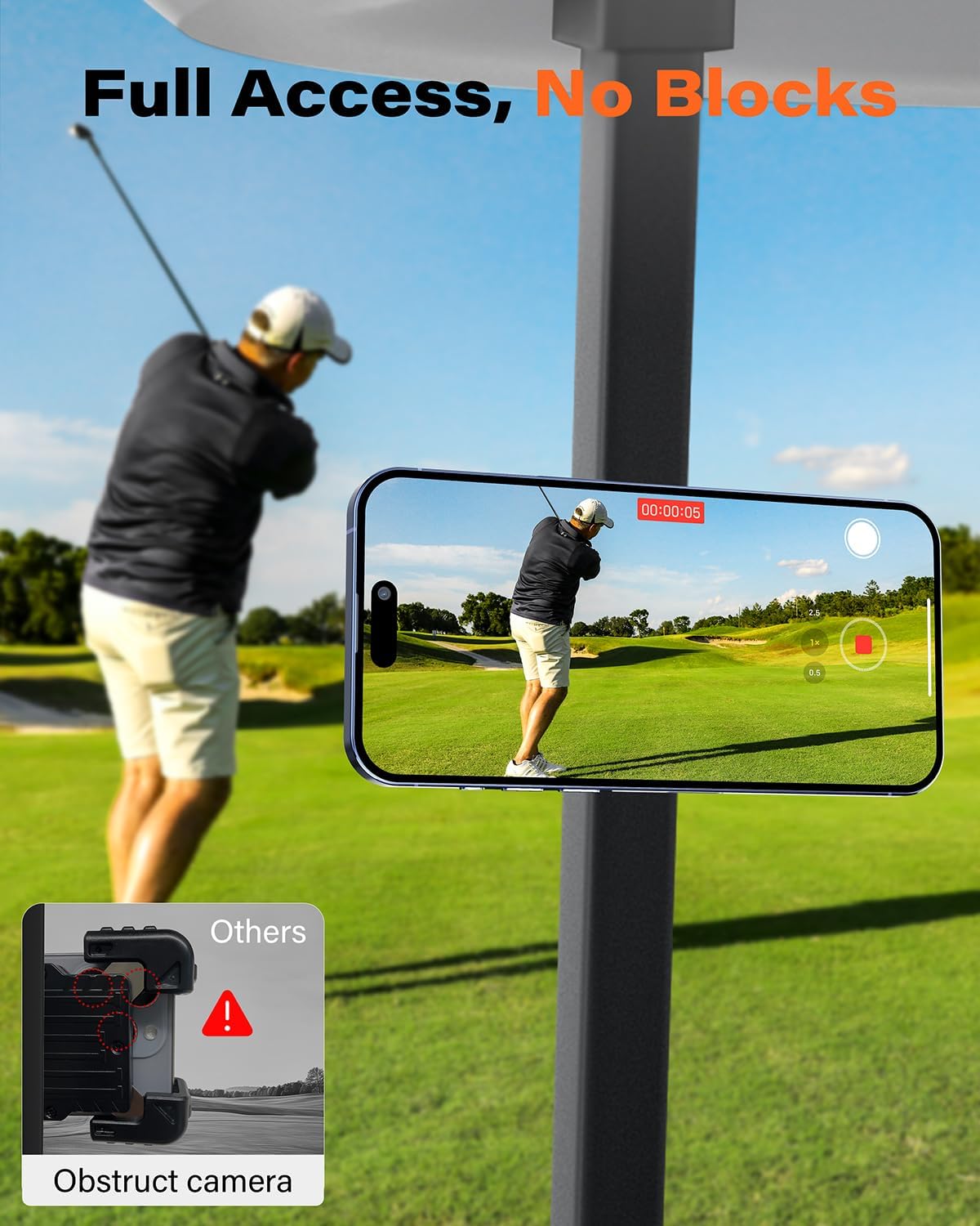 A2C Alloy Magnetic Golf Cart Phone Holder Compatible with MagSafe iPhone 16 Pro Max Plus 15 14 13 12 Mini Fits EZGO, Club Car, Yamaha, Icon, Golf Cart Accessories Essentials Gift for Friend Men Women