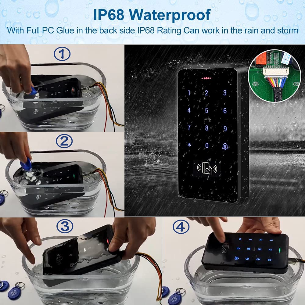 JASAG Complete Access Control Set, 125KHz Fully Waterproof RFID Keypad(3000 Users Capacity) + 180KG/380lbs Magnetic Door Lock + DC12V 3A Power Supply