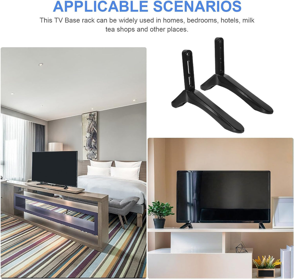 Abaodam Tv Stand Replacement Base with Screws Black Tv Holder Pedestal Feet Tabletop Support Compatible with LCD LED