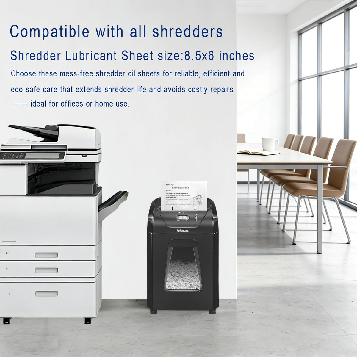 48PACK Paper Shredder Lubricant Sheets with Shredder Oil for Shredder lubricating and Clean, Sharpens Shredder Blades and Reduce dust