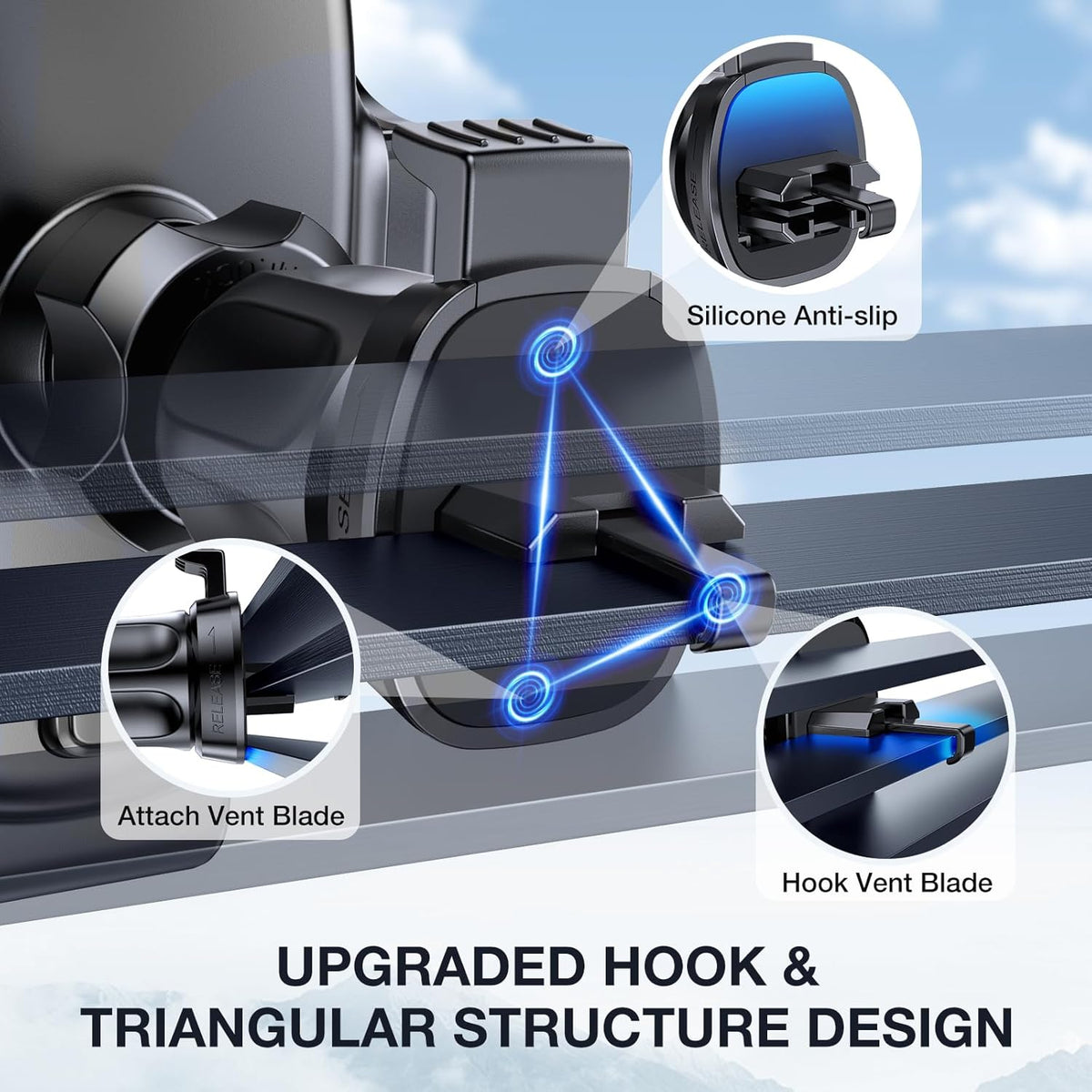 Miracase Upgraded-2nd Generation Universal Phone Holders for Your Car, Hands Free Air Vent Car Phone Holder Mount Compatible with iPhone 16/15/14/13/12/11 Series and All Phones