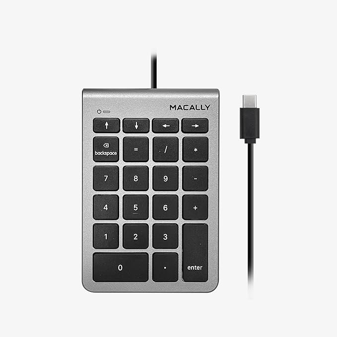 USB C Wired Number Pad for Mac - 10 Key USB Keypad, Type C Numeric pad, Number Keypad for Keyboard and Number Pad for Laptop, MacBook Pro/Air, iMac, and PC - 5ft Cable Numpad - Space Grey Keypads