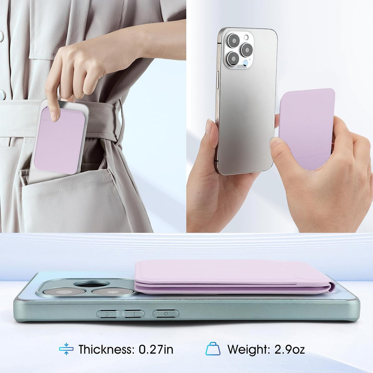 Phone Stand, Foldable Magnetic Phone Tripod, Angle Adjustment & Strong Magnets PU Leather Phone Stand, Compatible with All Smart Phone 16/15/14/13/12 (Purple)