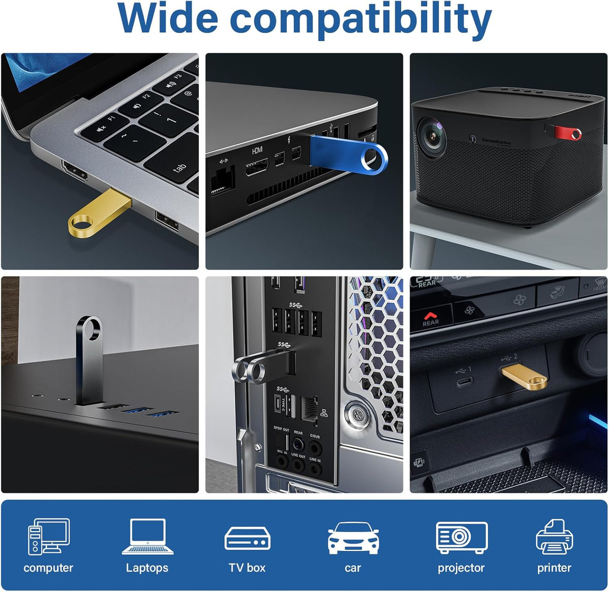 Customizable Flash Drives 32GB, Wooolken Personalized USB 2.0 Thumb Drives 10/20/50/100 Pack, Logo Pendrive Custom Memory Stick USB Engraved Logo (Metal)