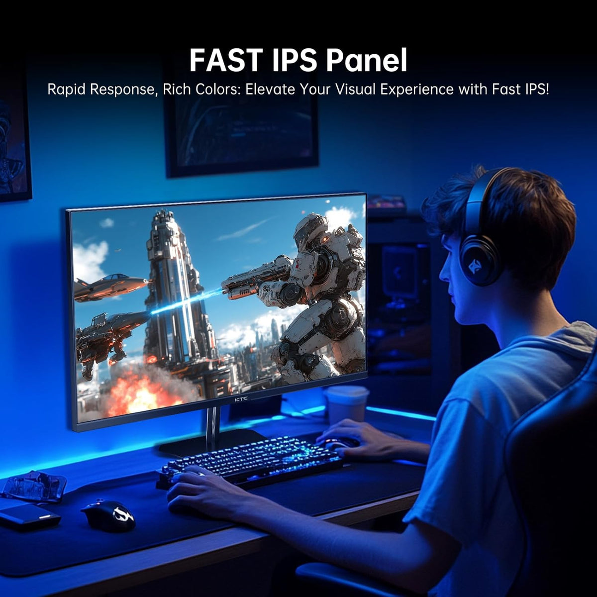 KTC 24 inch 190Hz/180Hz Gaming Monitor,HDR 400 Fast IPS Screen,FHD 1080P Monitor, 133% sRGB,AdaptiveSync,1ms Response Time,HDMI *2&DP*1,Tilt Adjustable, Eye Care