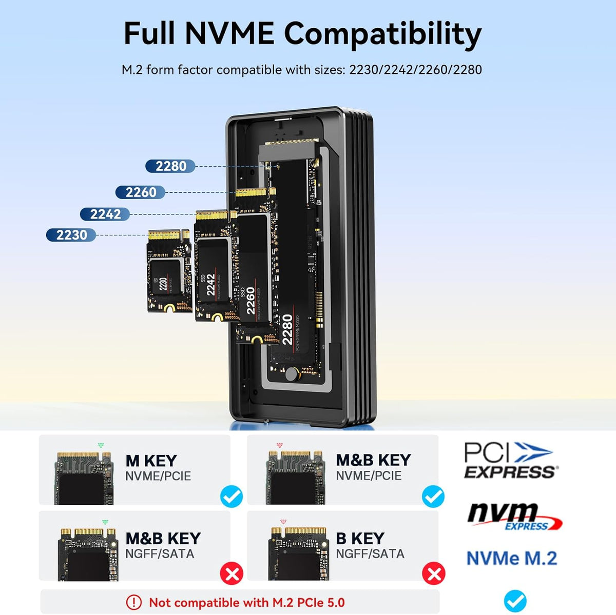ANYOYO 80Gbps M.2 NVMe SSD Enclosure with Cooling Fan, Aluminium Alloy Enclosure Compatible with Thunderbolt 5/4/3/USB4, Support M/B+M Key SSD, Tool-Free Installation (TB502PRO)