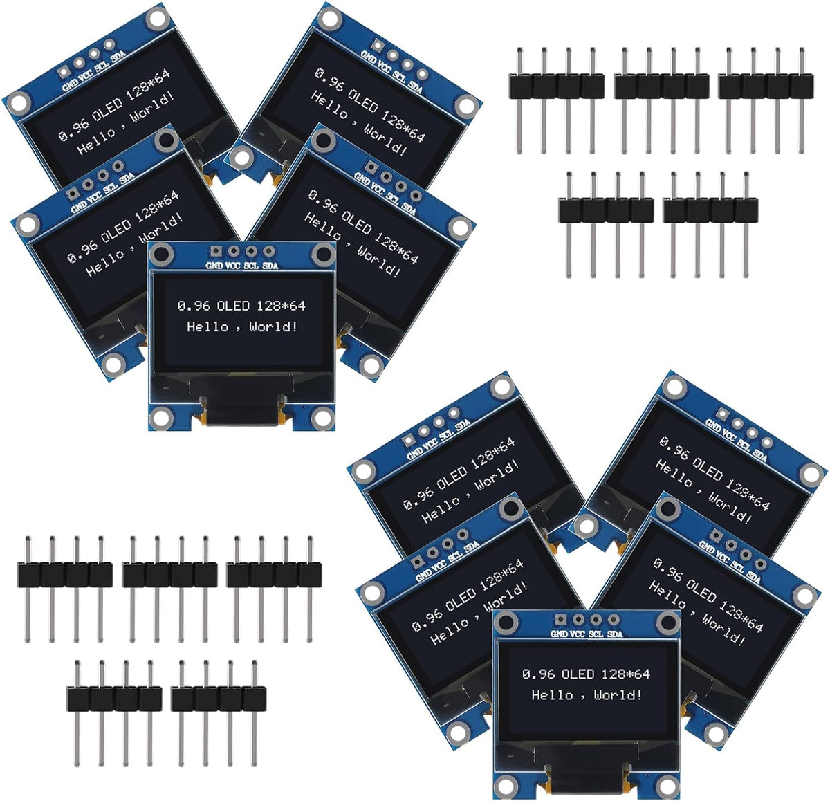 AITRIP 10 0.96 inch 12864 128X64 I2C SSD1306 4 PCS OLED LCD Display Board Module IIC Driver Pins Compatibile