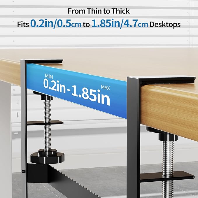 Yecaye Metal Under Desk Cable Management Tray, Clamp-On Desk Shelf