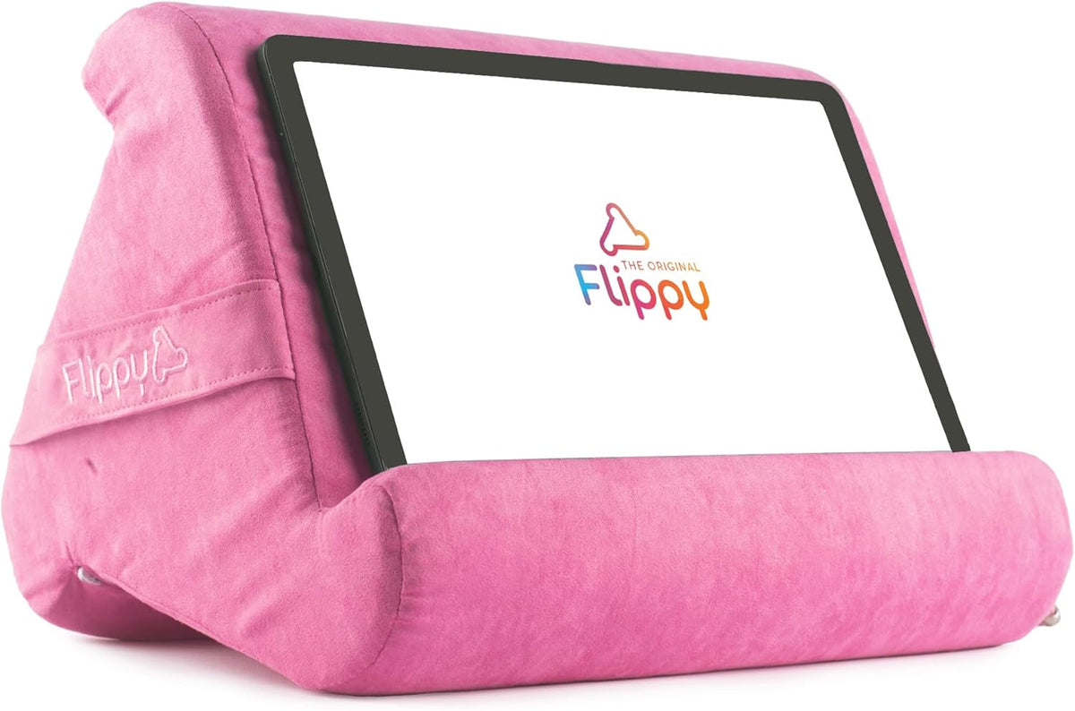 Flippy Tablet Pillow Stand - Cushion Tablet Stand & Holder, Bed Support for Lap and Desk, Compatible with Phone & Book Reading: Kindle, iPad Pro, iPhone & Samsung - in The Pink Baby