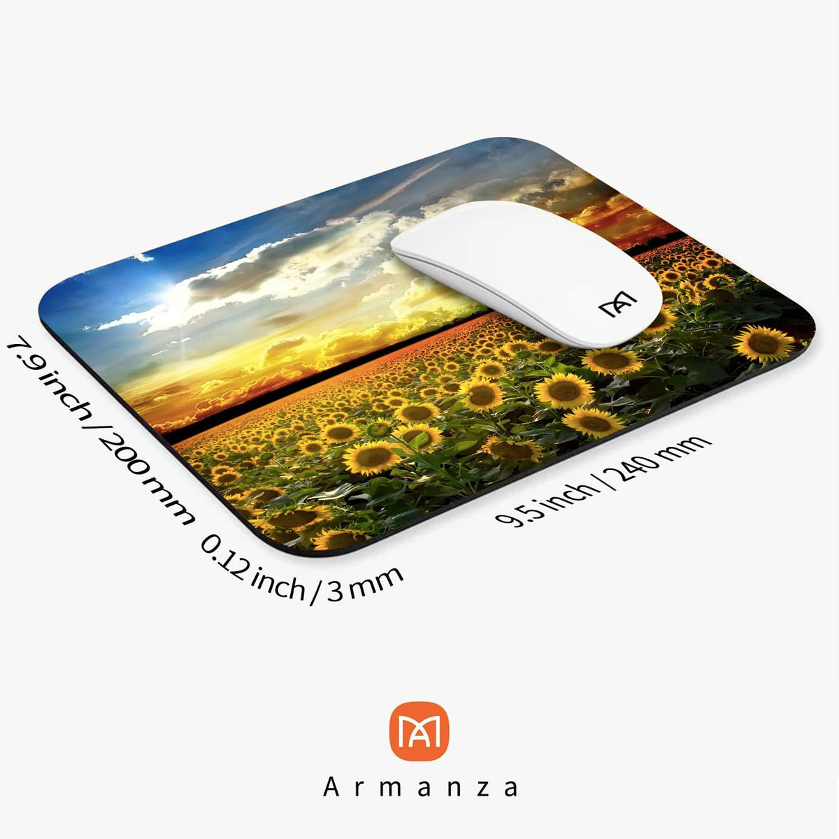 Square Mouse Pad Sunflower, Personalized Premium-Textured Custom Mouse Mat Design, Washable Mousepad Cloth, Non-Slip Rubber Base Computer Mouse Pads for Wireless Mouse