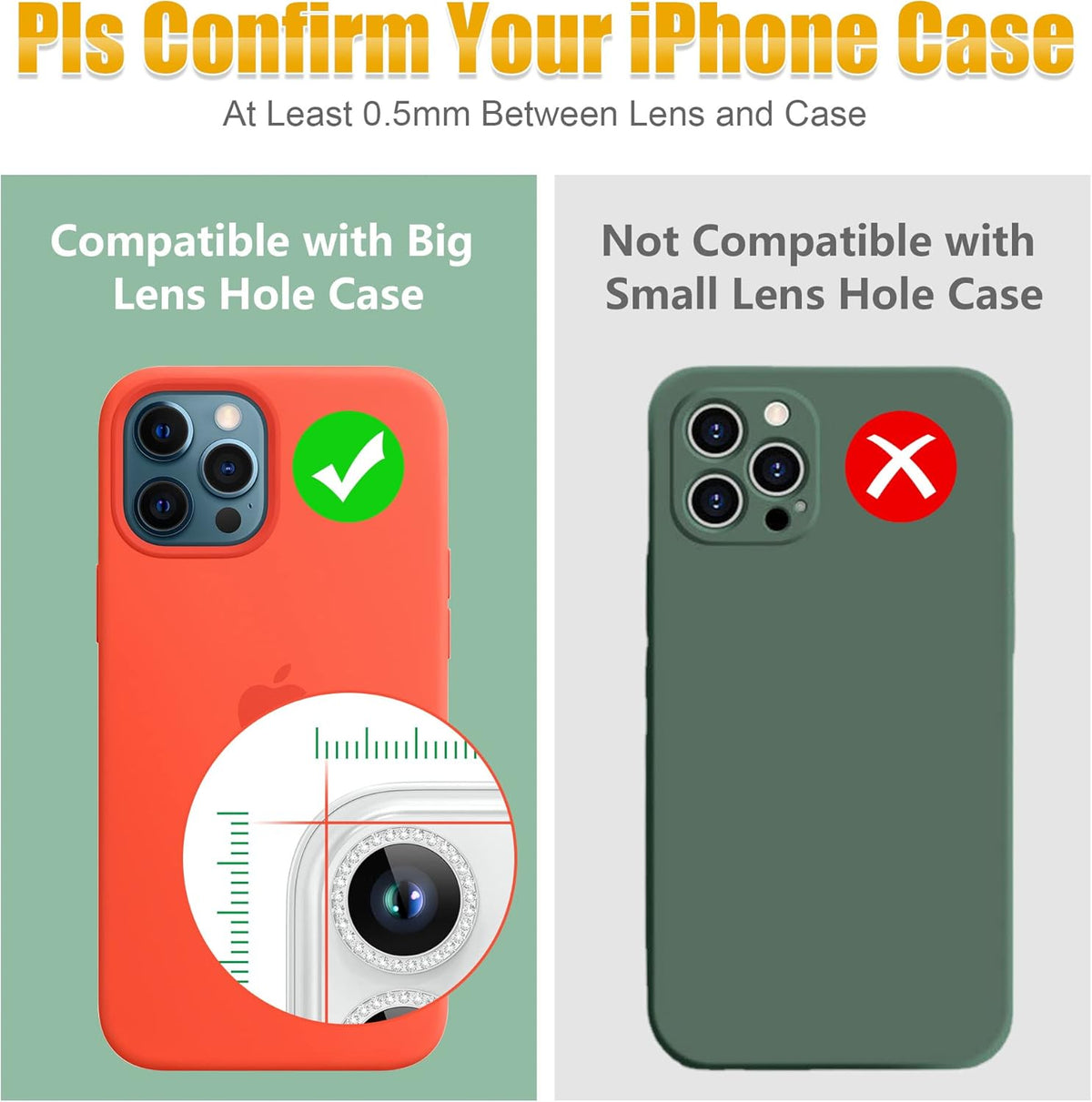 AGVEE 3+3 for iPhone 14 Pro 6.1" / 14 Pro Max 6.7" Camera Lens Protector, Bling Diamond & Bling Glitter Metal Ring 9H Tempered HD Glass Camera Screen Protector Cover Film, Silver