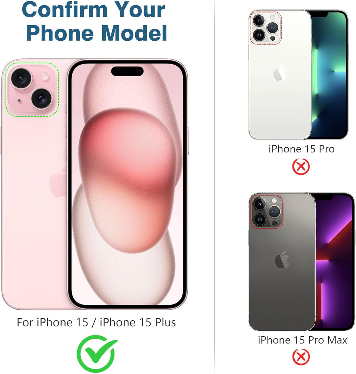 AGVEE 3+3 6 Pack for iPhone 15 6.1" / 15 Plus 6.7" Camera Lens Cover Protector, Metal Ring 9H Tempered HD Glass Camera Cover Protector Film, Pink