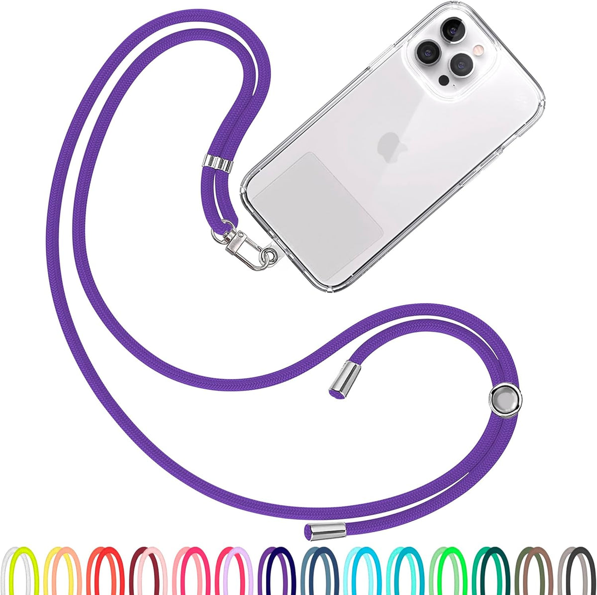 Cell Phone Lanyard [Purple] - Comfortable Universal Smartphone Lanyard - Easy to Use Neck Phone Holder [Clear Patch] - Adjustable Length Phone Strap Crossbody - Fits All Mobile Phones
