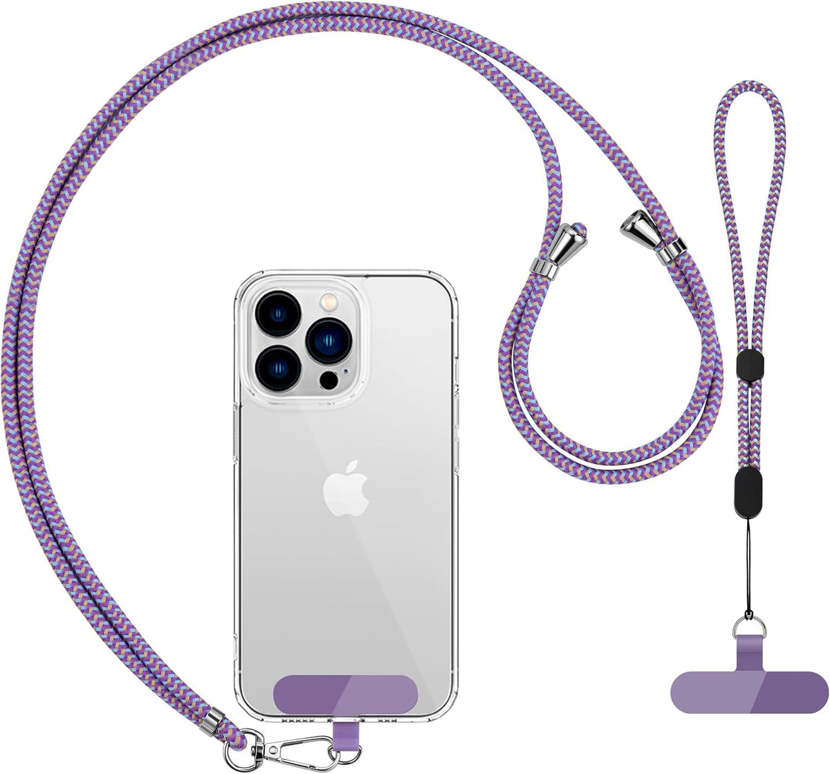 CACOE Cell Phone Lanyard Universal Crossbody Multifuctional Lanyard Compatible with Most Smartphones (Purple Blue, 30"（Neck Strap×1）+8"（Wrist Strap×1）)