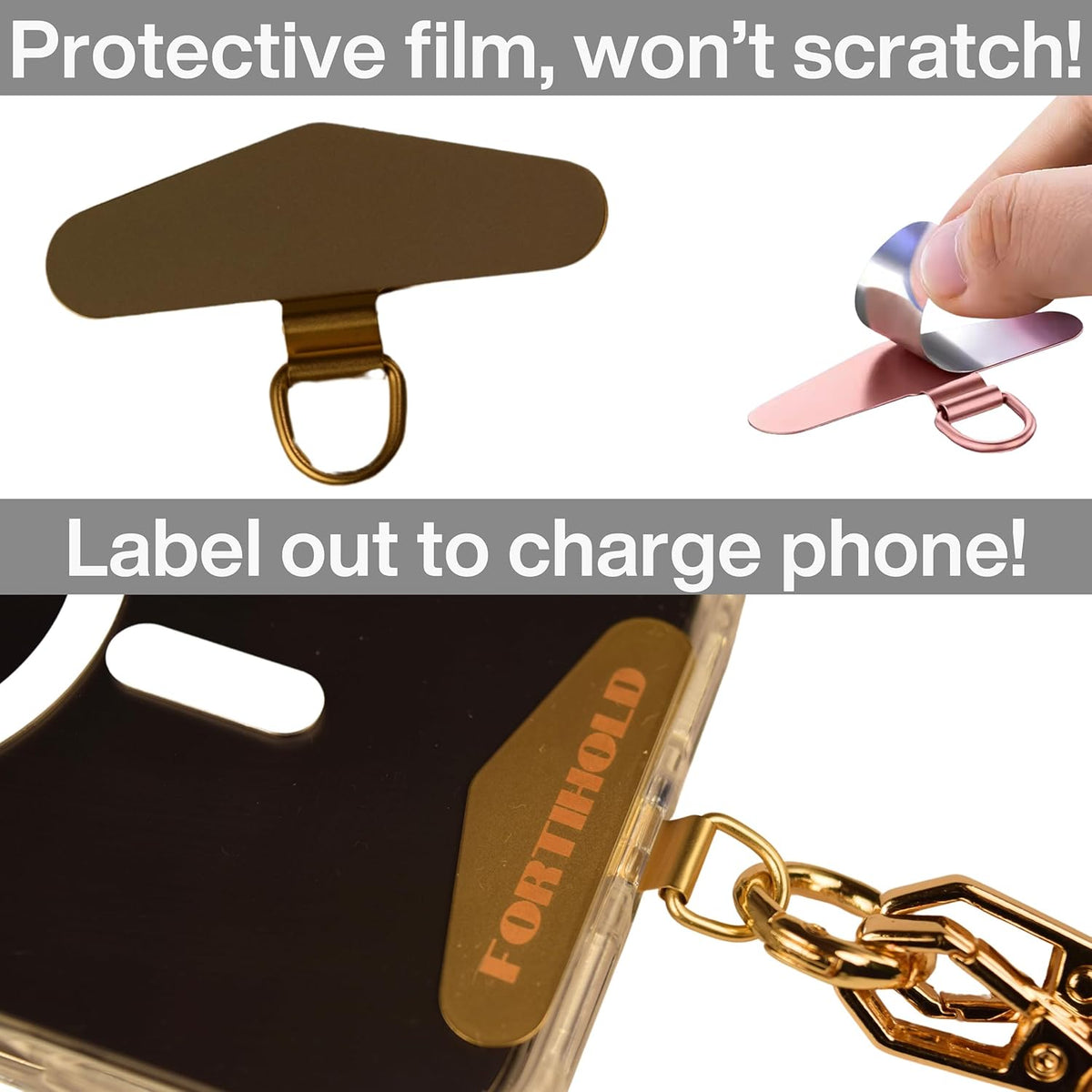 Crossbody Phone Chain - Secure Tether - Trendy Gold-Colored Foxtail - Hands-Free Chic Phone Lanyard Strap - Anti-Theft - Universal Compatability