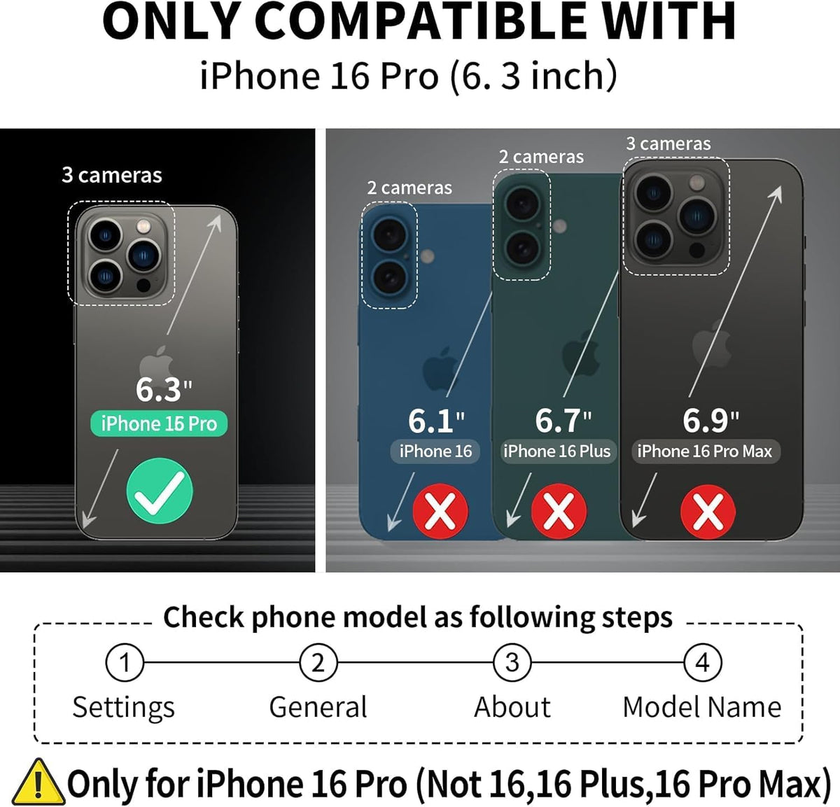 Compatible with iPhone 16 Pro Wallet Phone Case-PU Leather Magnetic Flip Cover with Credit Card Slots,Zipper Pocket & Detachable Wrist Strap,Shockproof Design,for Women and Men-Black