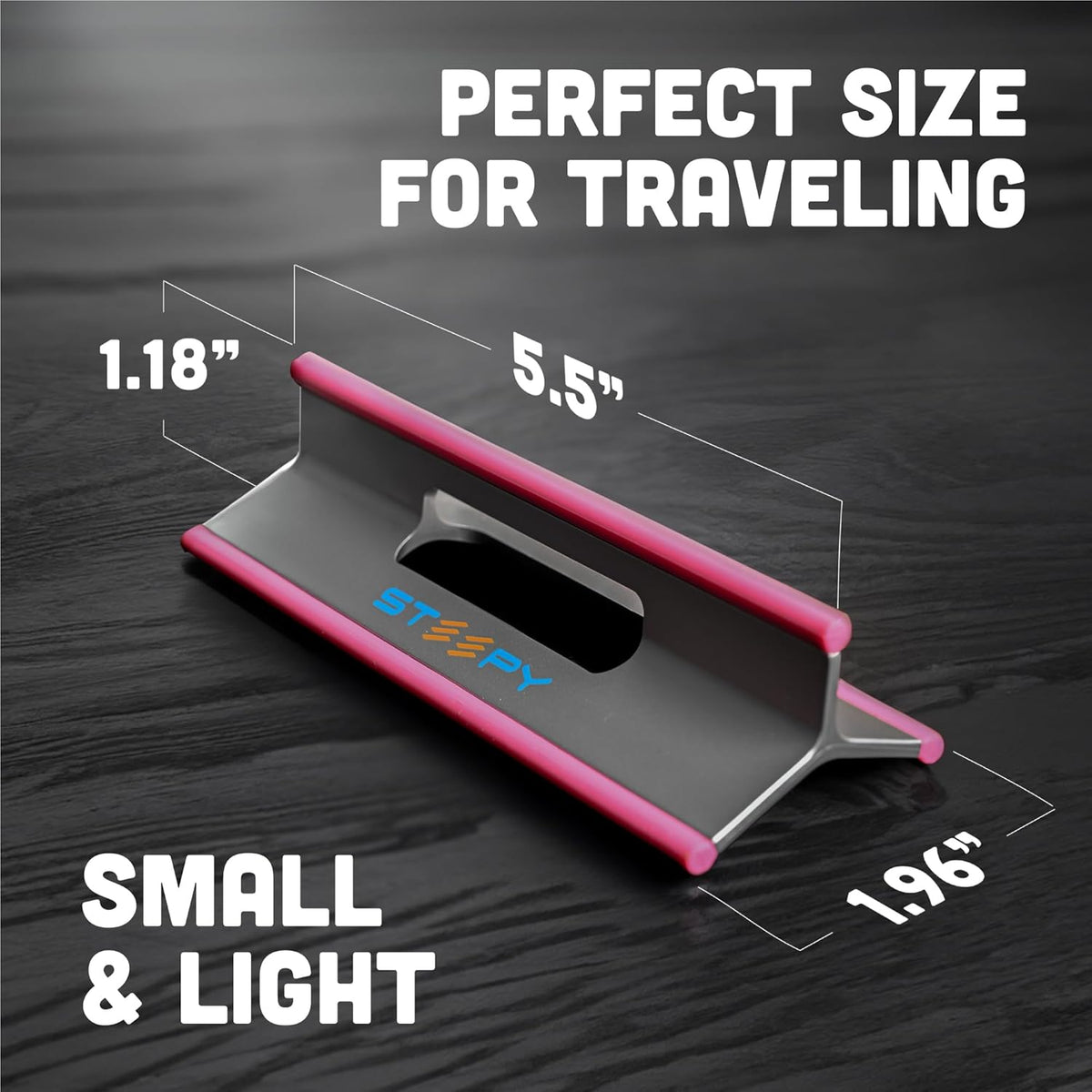 Steepy Laptop Computer Stand - Adjustable Height Riser for Desk - Portable