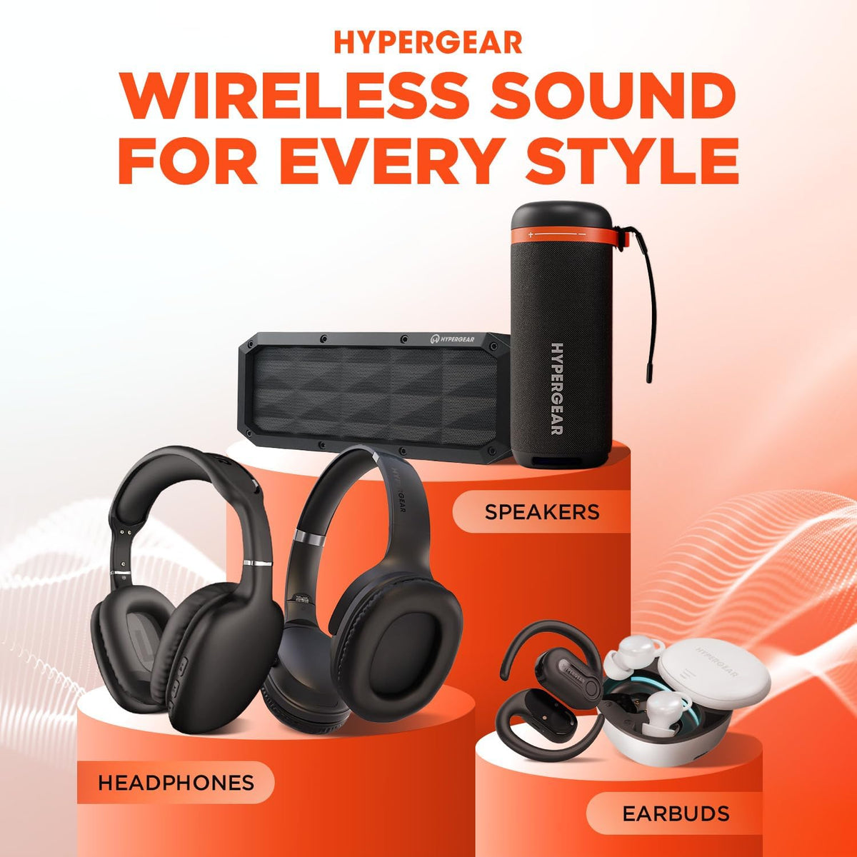 HyperGear Over-Ear Headphones - Wireless Bluetooth Headphones with Noise Isolation, Built-in Mic, Soft Memory Foam Cups