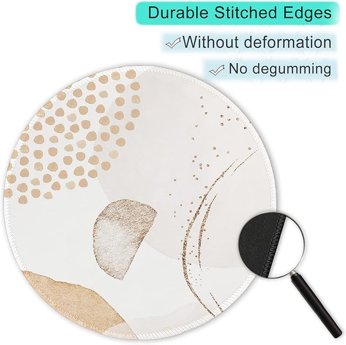 ITNRSIIET Round Mouse Pad with Stitched Edge Premium-Textured Waterproof Non-Slip Rubber Base Desktop Protection Mat Diameter 8.7 inches, Abstract Art Orange