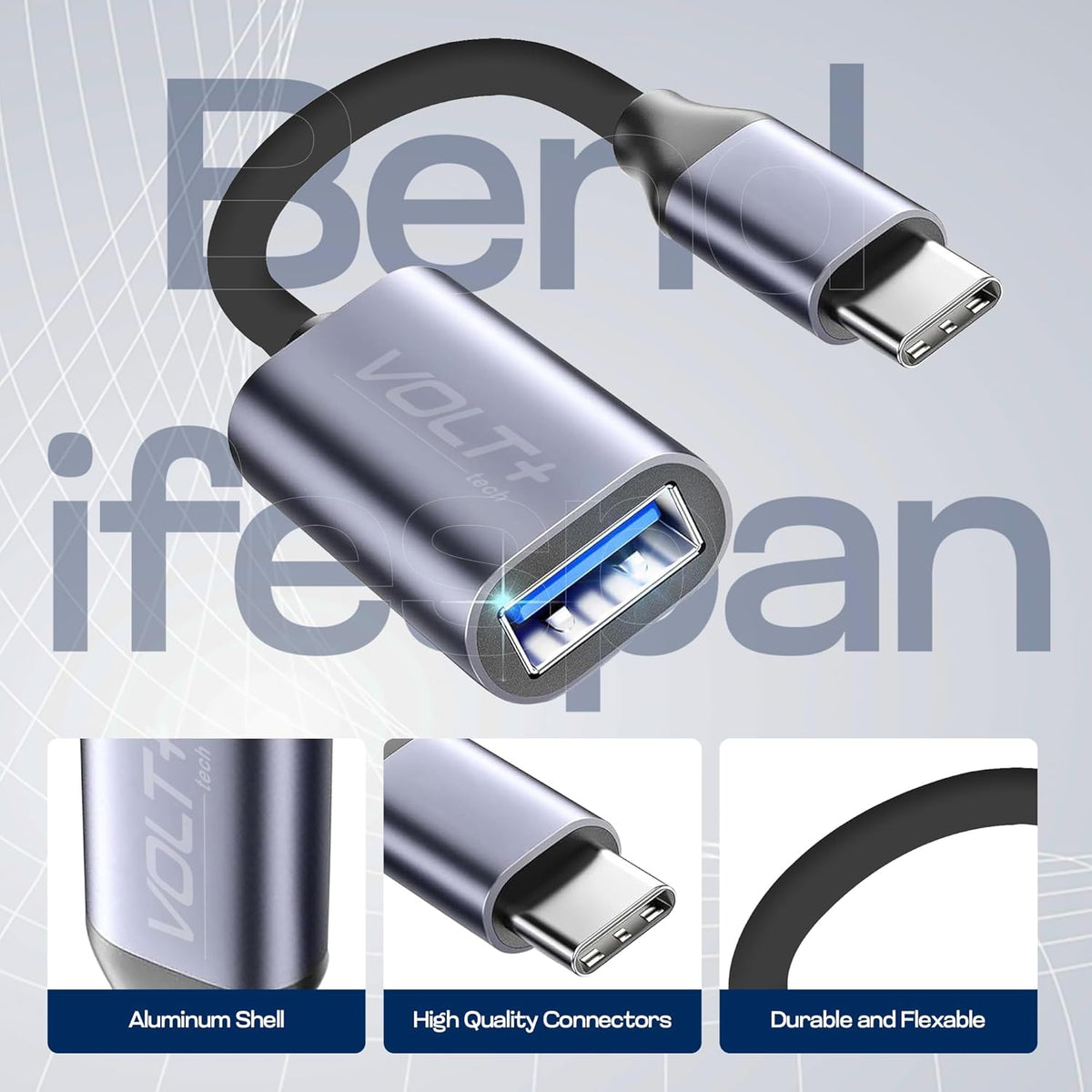 OTG USB-C to USB 3.0 Adapter [2Pack] Thunderbolt 3 Compatible with Apple MacBook Pro/Air iPhone 16 Pro Max/Plus/15 Samsung Galaxy S24/S23/S22/S21