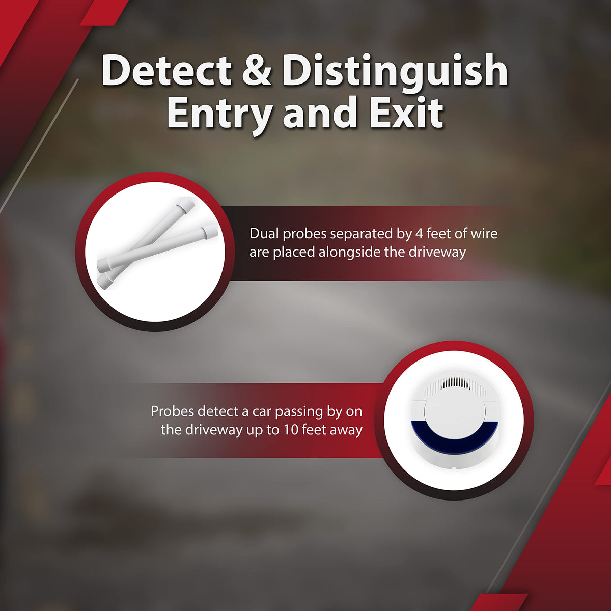 Dakota Alert Driveway Alarm System -DUAL-4000, Includes DCR-4000 Receiver & DAPT-4000 Transmitter, Detects Inbound & Outbound Traffic, Driveway Alarms
