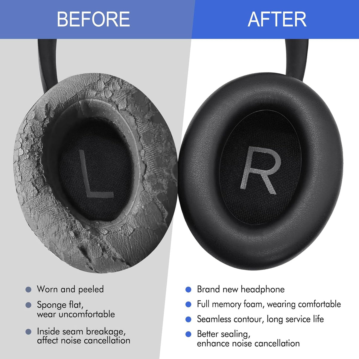Replacement Ear Pads for Bose NC700 Noise Cancelling Headphones, Upgrade Protein Leather Earpad Cushions for Bose 700 Over-Ear Headset (Black)