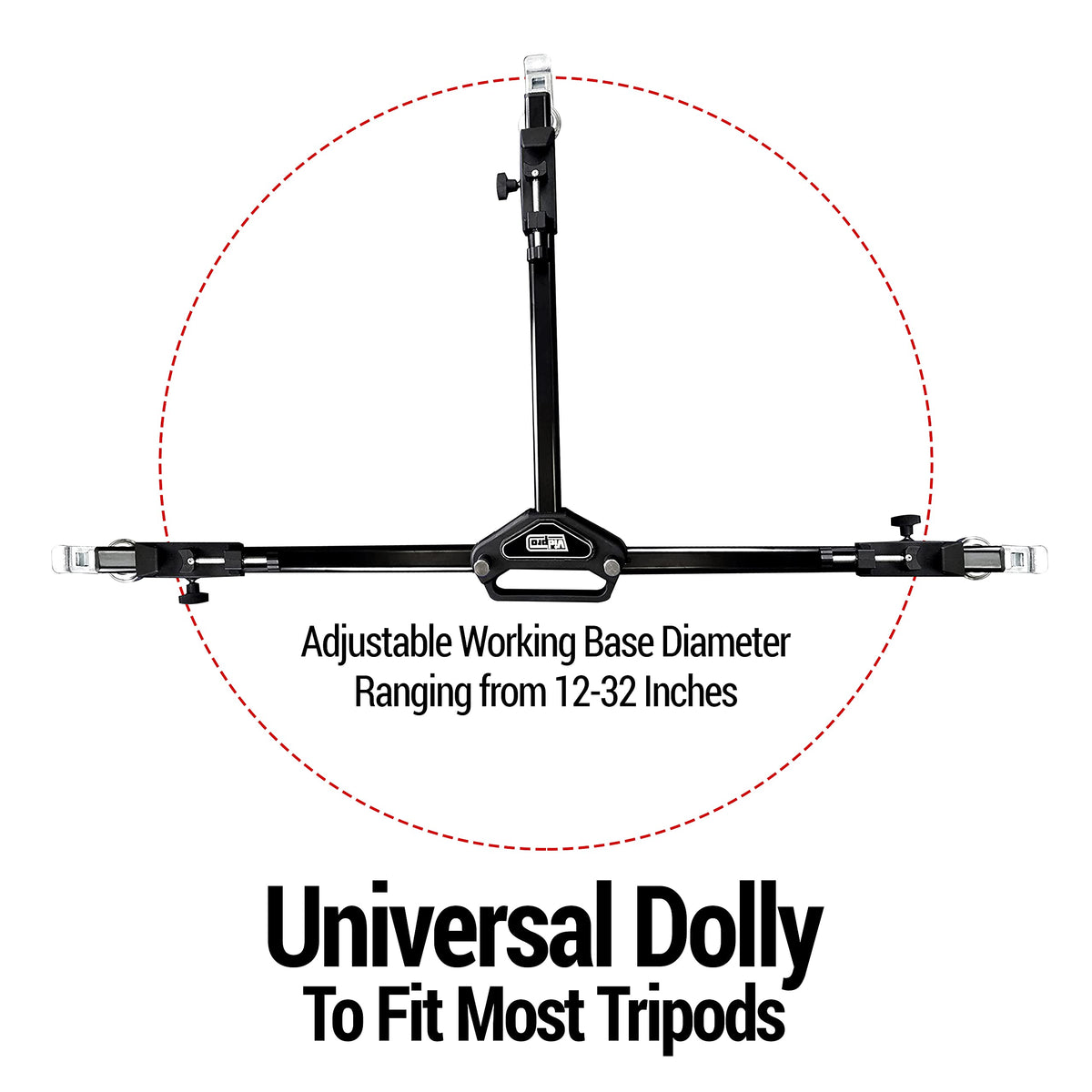 Vidpro PD-1 Professional Tripod Dolly - Heavy Duty with Adjustable Leg Mount with Locking Wheels and Carrying Case Compatible with Most Tripods