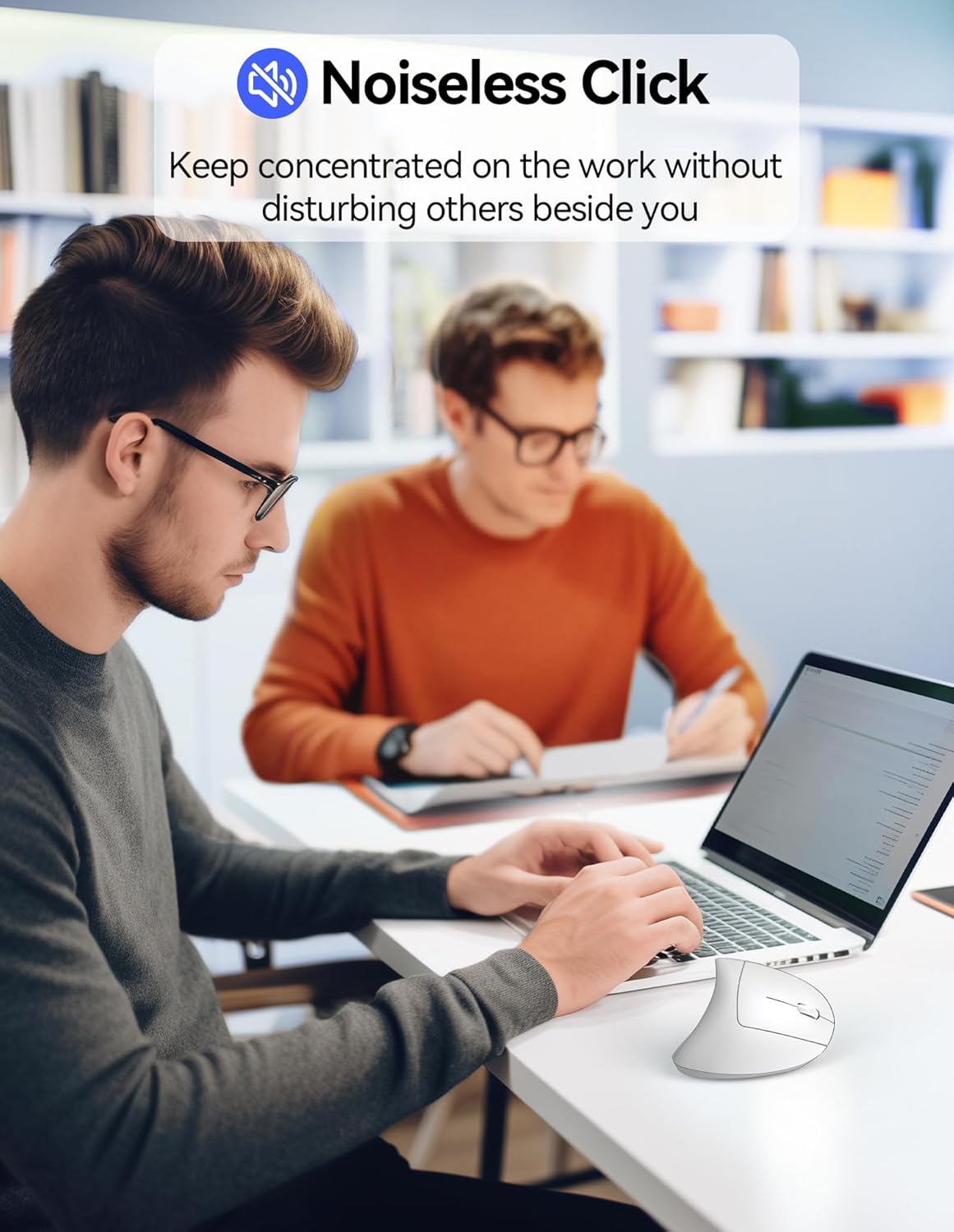 TECKNET Ergonomic Mouse Wireless, Rechargeable Mouse Wireless Silent for Carpal Tunnel Right Hand, 2.4GHz USB Vertical Mouse Wireless for Laptop, 5 Adjustable 4800 DPI, Computer, MacBook, Desktop