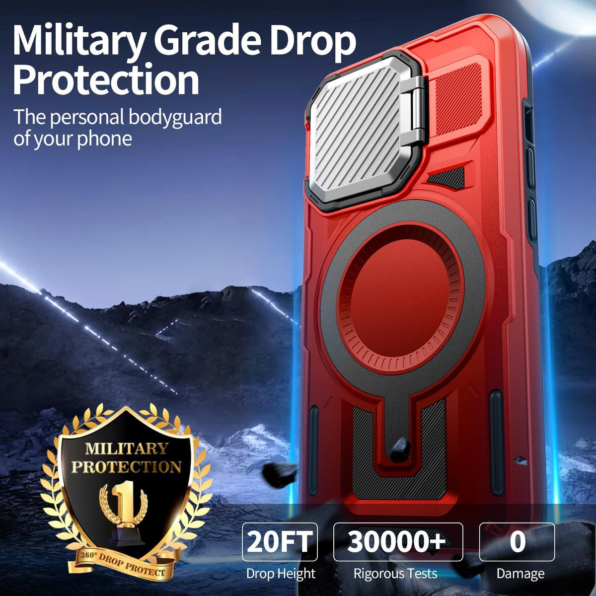 Camera Stand Case for iPhone 13 Pro Max, [Compatible with MagSafe] [Lens Cover] 2024 Version Military Grade Protective Soft Case for iPhone 13 Pro Max 6.7 inch Men Women, Red