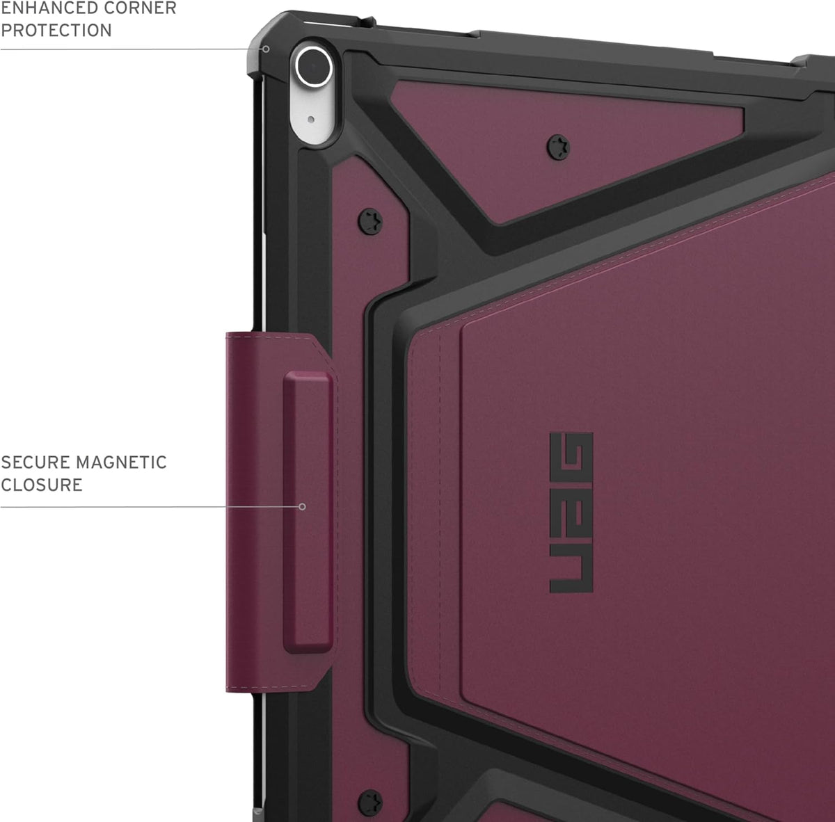 URBAN ARMOR GEAR UAG Designed for iPad Air 13" Case (1st/2nd Gen 2024-2025) M3 A3268 A3269 - Rugged Multi-Angle Viewing Folio Cover with Pencil Holder & Adjustable Stand, Metropolis SE Bordeaux