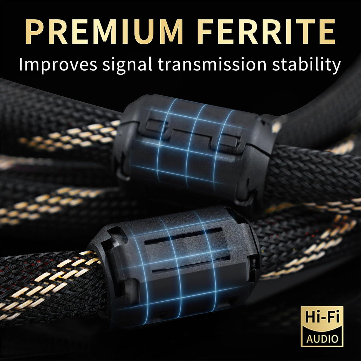 12 AWG Audiophile HiFi Speaker Audio Cable–4N OFC Core,24K Gold-Plated Banana Plugs with Nylon Braid,Compatible with Amplifier,Speakers,AV Receiver & Home Theater(9.84ft/3m) 2-Pack