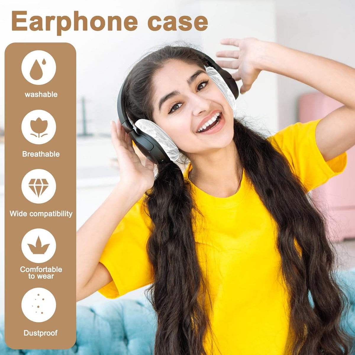 100PCS Disposable Headphone Ear Covers, Sanitary Non-Woven Stretch Earpad Covers for Most on Ear Headphones (White)