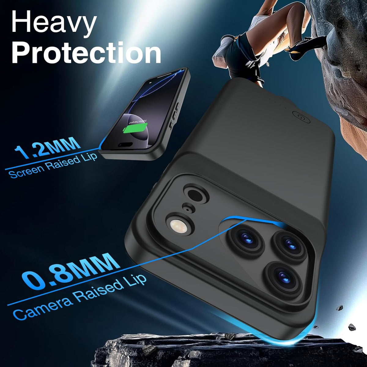 GIN FOXI Battery Case for iPhone 17 Pro, Charging Case Charger 8500mAh Ultra-Slim Lightweight Powerful Battery Pack 15W Fast Rechargeable Anti-Fall TPU Juice Box for iPhone 17 Pro (6.3") Black
