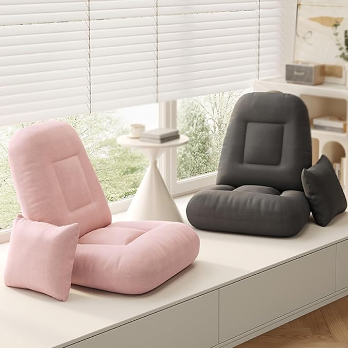 Folding Floor Gaming Chair Adjustable Memory Sponge Floor Chair with Back Support Lazy Sofa for Reading Game No Assembly Required(Light Gray)