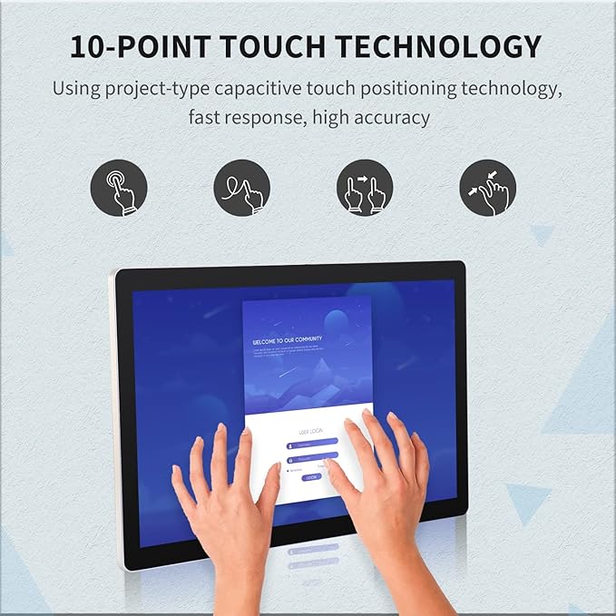 18.5 inch Android 12 Touchscreen Monitor Tablet 16:9 FHD 1080P WiFi &amp BT Built-in Speakers RK3588 4GB RAM &amp 64GB ROM Smart Board for Classroom Meeting &amp Game