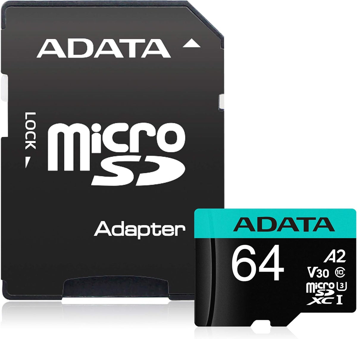 ADATA 64GB U3 V30 10 A2 AUSDX64GUI3V30SA2-RA1 Premier Pro MicroSDXC UHS-I Class MircoSD Memory Card with Adapter